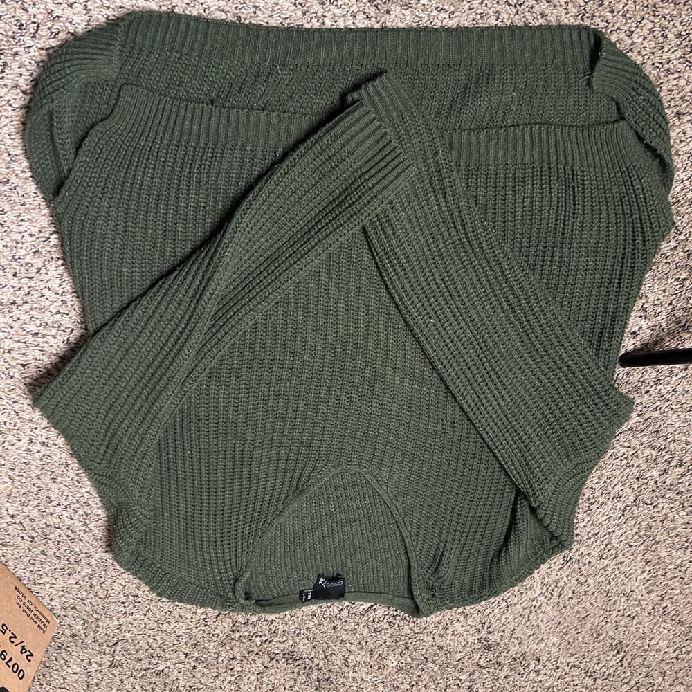 Green Ribbed Knit Sweater